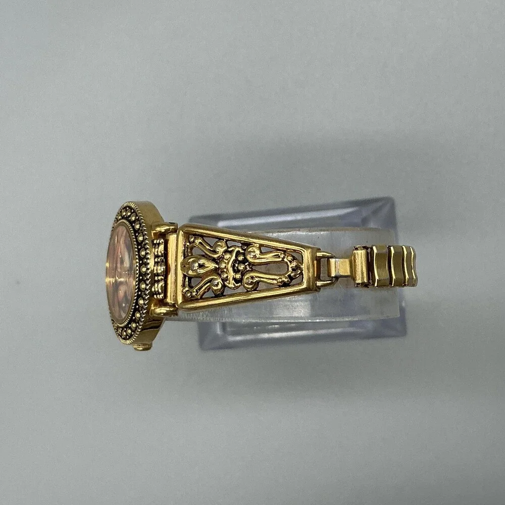 Vintage SII Angel Cherub Womens Watch 26mm Gold Tone Stretch Band New Battery a